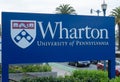 Wharton School of the University of Pennsylvania entrance sign Royalty Free Stock Photo